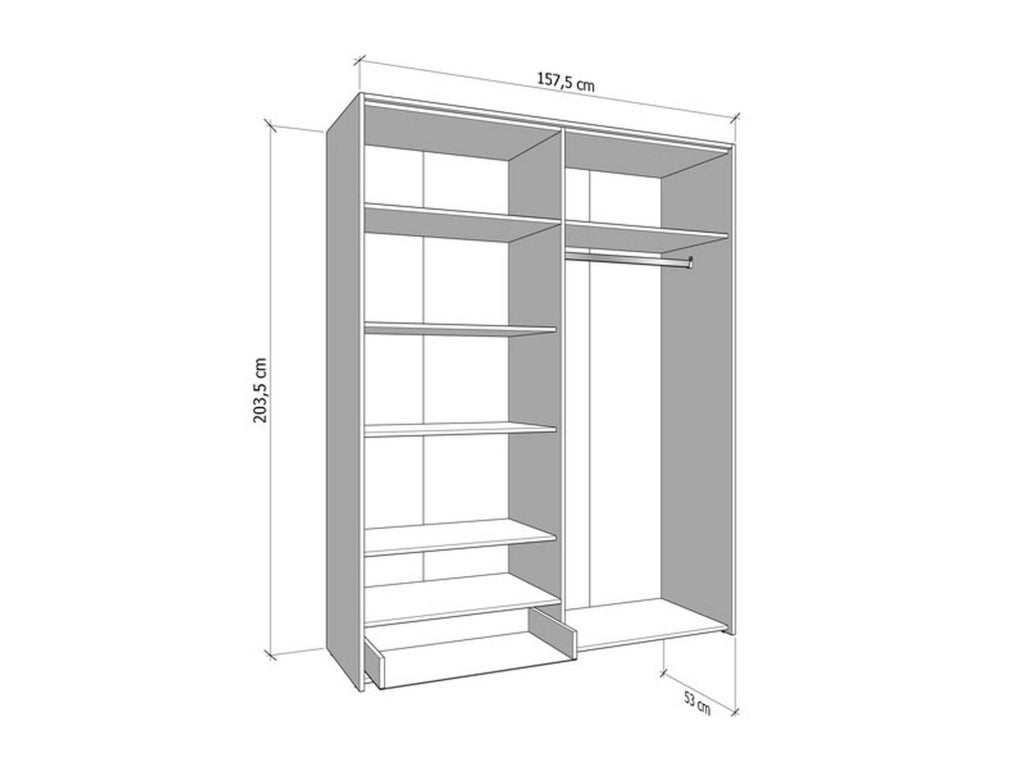 Armadio Camera da Letto Lisio, Guardaroba Grande un Cassetto, 157.5x203.5h cm Marrone Rovere Nodi