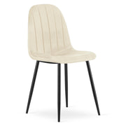 Sedia Padva in velluto beige chiaro con gambe nere