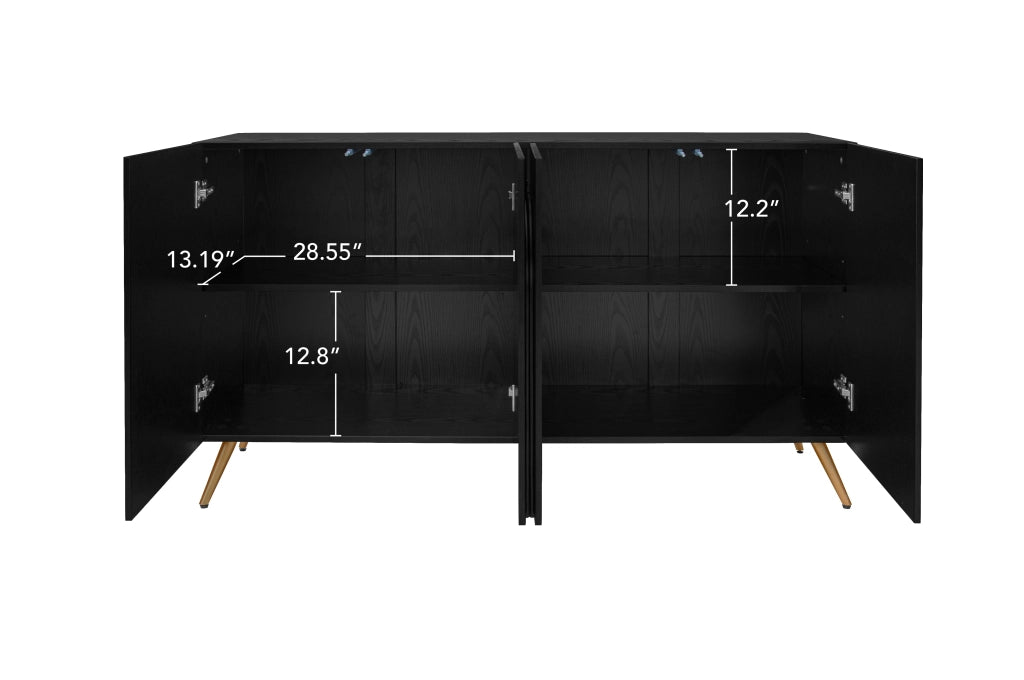 Credenza con ripiani regolabili; per ingresso; in truciolare; 150×38×83 cm; nera