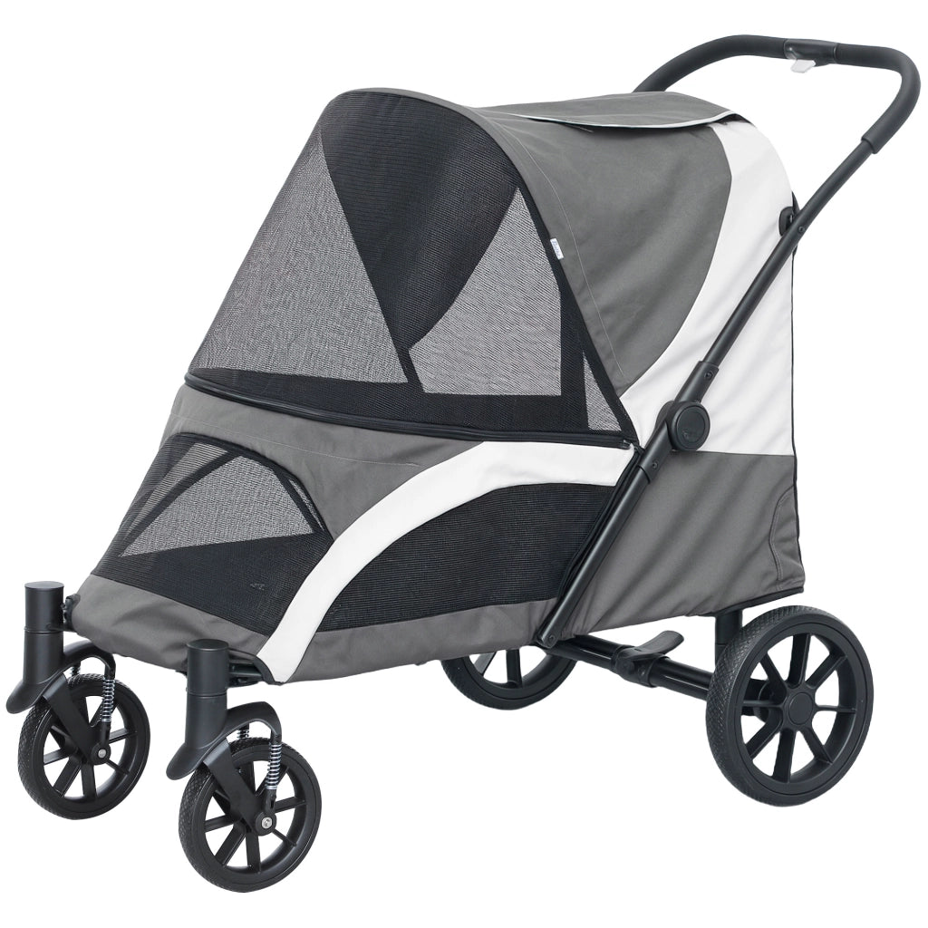 Carrello per Cani Pieghevole per Cani Grandi ¨C zephmum ¨C 4 Ruote Grigio Scuro
