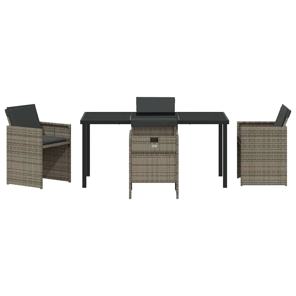 Set da Pranzo per Giardino con cuscino 5 pcs Grigio polyrattan