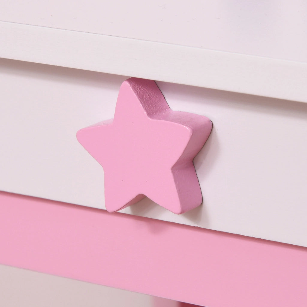 Toeletta bambini forma unicorno con sgabello ¨C Xylo ¨C rosa bianco MDF 49x34x90cm