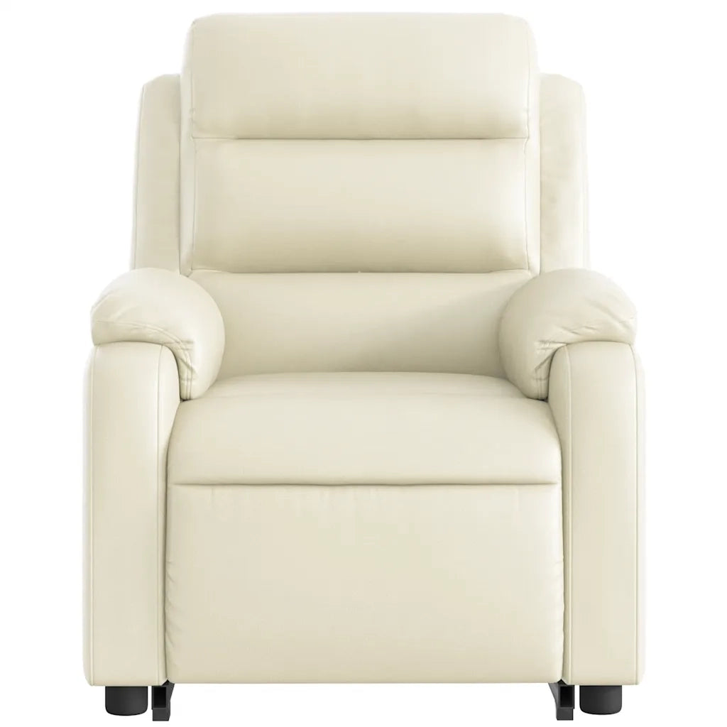 Poltrona Alzapersona Elettrica Reclinabile Crema in Similpelle 3205064