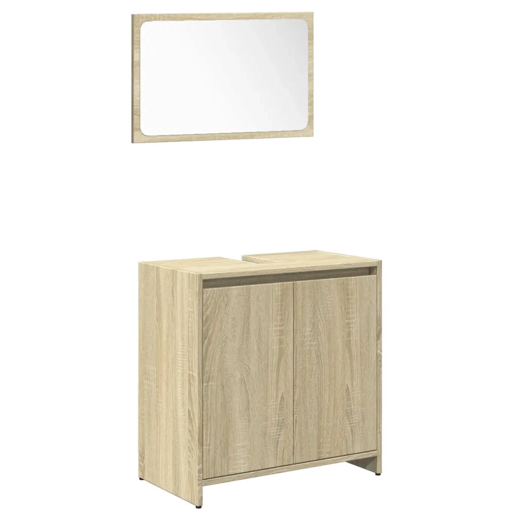Set Mobili da Bagno 4 pz Rovere Sonoma in Legno Multistrato