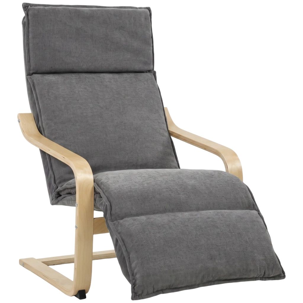 Poltrona da Camera con Poggiapiedi Ergonomico e Movimento Oscillante Grigio Scuro