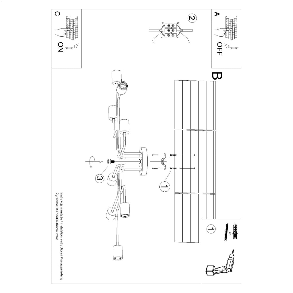 Lampadario TIMBO 8 bianco