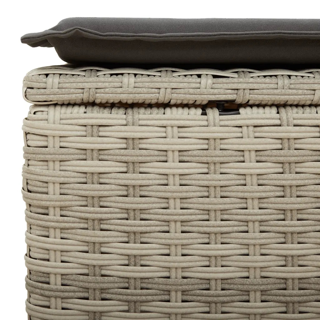Sgabello Giardino e Cuscino Grigio Chiaro 55x55x37cm Polyrattan CFW8162425