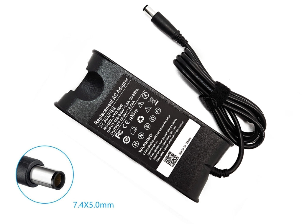Alimentatore compatibile Dell 90w 19,5v 4,62A per Notebook Laptop Inspiron Precision Latitude Studio XPS Tiny Mini PC con Spinotto Ago Grande da 7,4*5,0mm