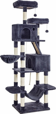Palo per gatti - Struttura per gatti - Alta torre per gatti - Giocattolo per gatti con più livelli - Paline in sisal - 60cm x 50cm x 206cm