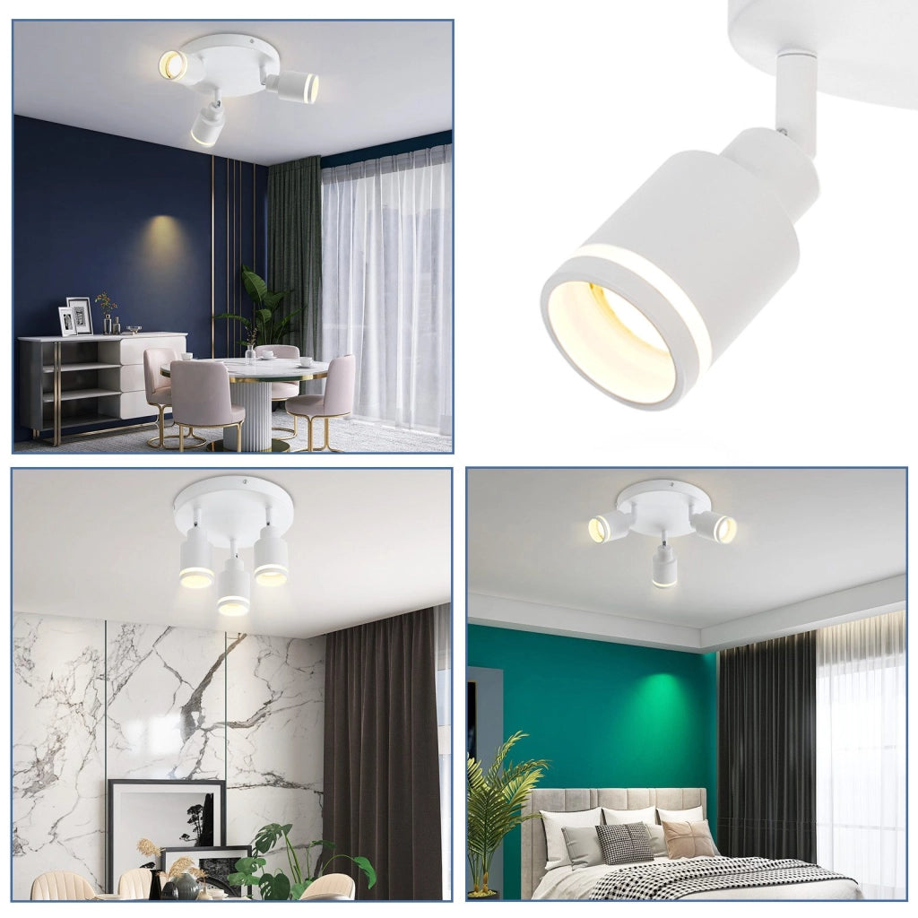 ZMH Faretto da soffitto bianchi 3 luci GU10 metallo orientabili moderni per camera letto sala pranzo senza lampadina