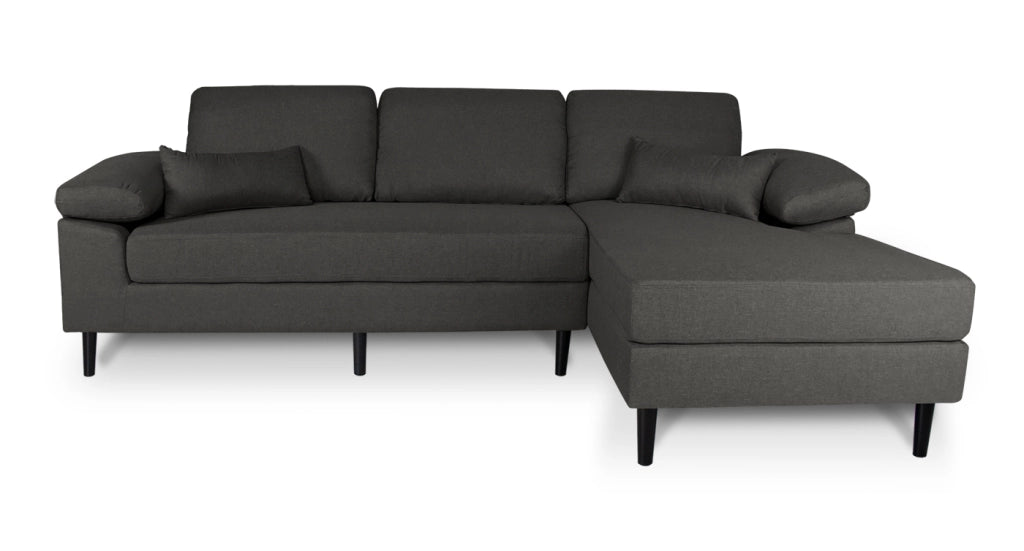 Divano angolare 3 posti con chaise longue destra tessuto grigio scuro - Washington - DI-WA05FBC-CLDX