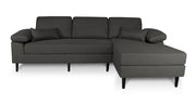 Divano angolare 3 posti con chaise longue destra tessuto grigio scuro - Washington - DI-WA05FBC-CLDX