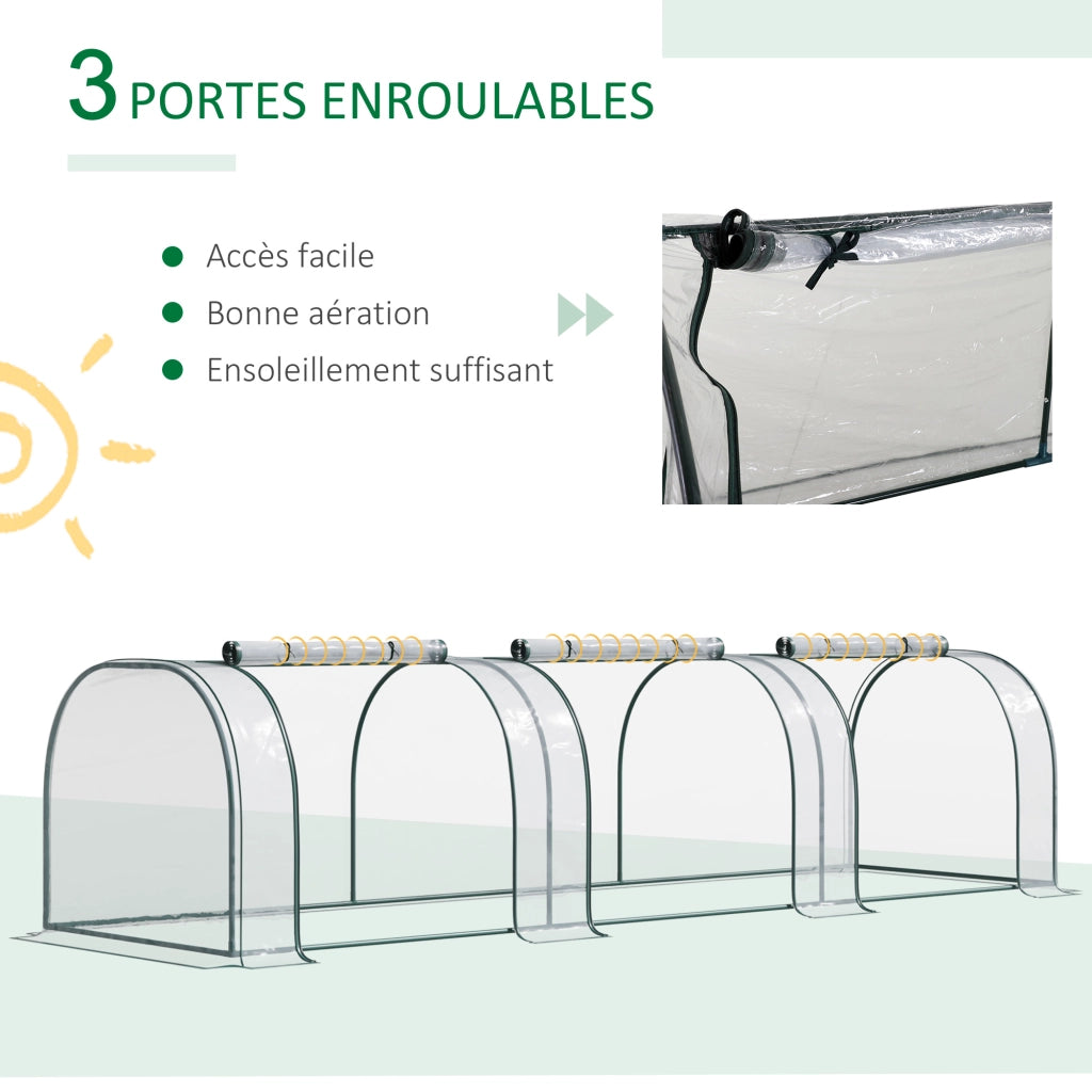 Serra da Giardino Mini Tunnel per Pomodori ¨C zephmum ¨C Verde Trasparente 3 Finestre 350x100x80 cm