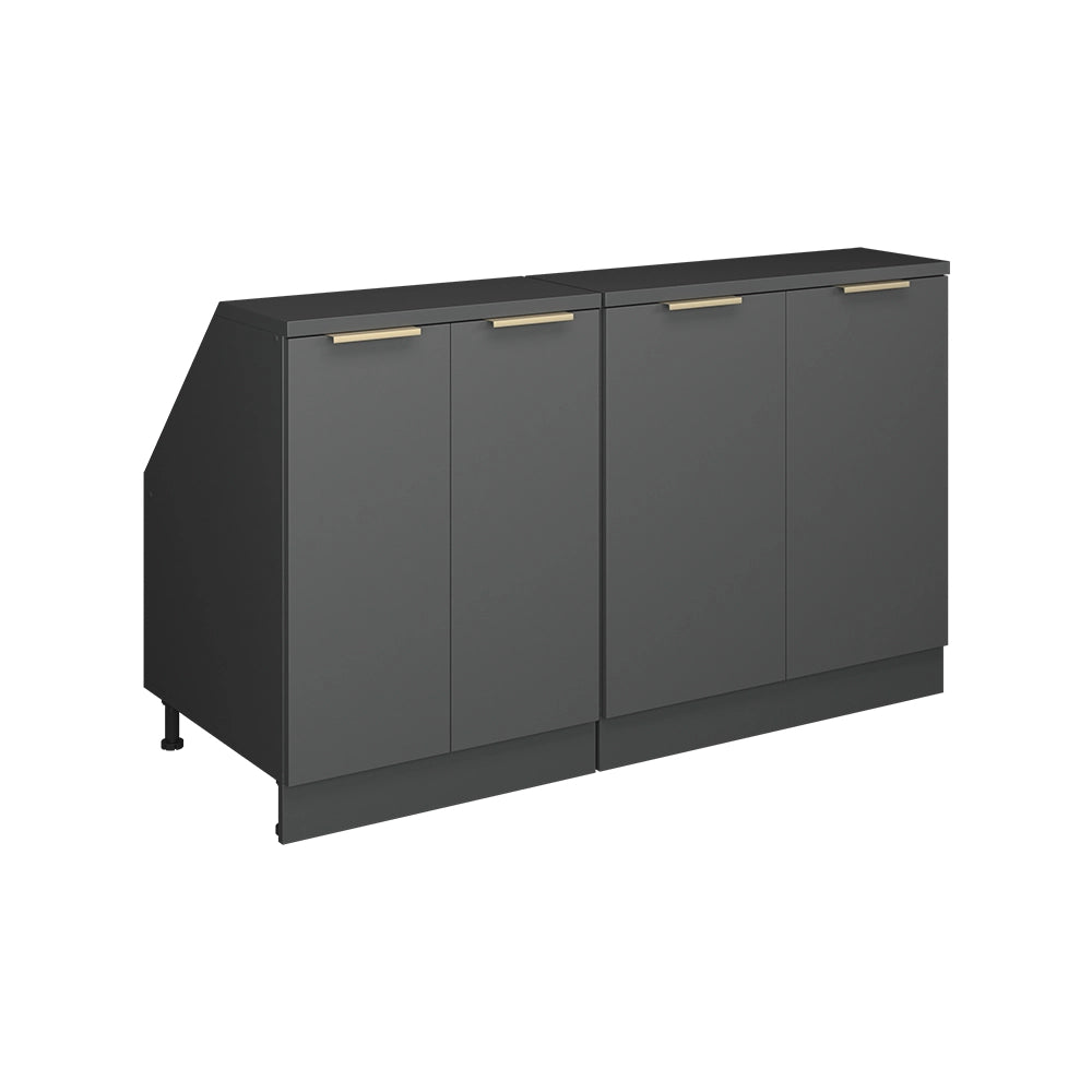 Set di mobili sottotetto Rion Antracite-oro/Antracite 140 cm Set di 2 carcasse armadio profondità 60 cm Vicco