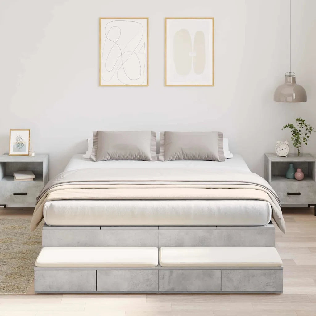 Struttura letto con contenitore con porta Grigio cemento 150 cm 3335648