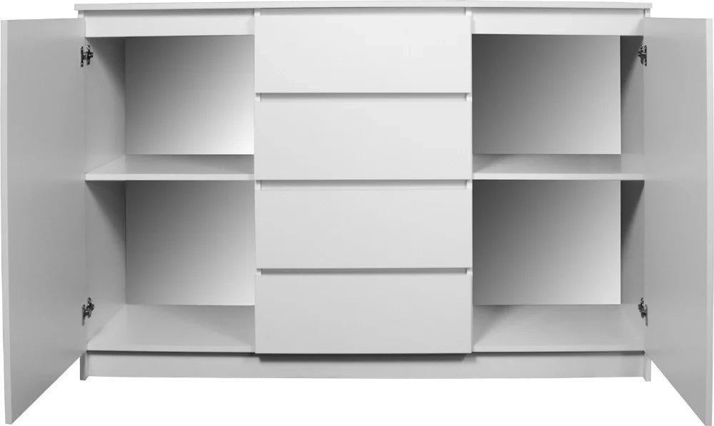 Cassettiera AKORD K140 Bianca 138 cm 2 ante 4 cassetti 138x40x99 cm
