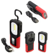 Trade Shop - Lampada Torcia Lavoro Calamita Portatile Led Ricaricabile Base Magnetica Gancio -
