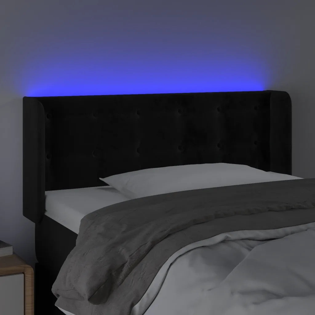 Testiera a LED Nera 93x16x78/88 cm in Velluto 3123708