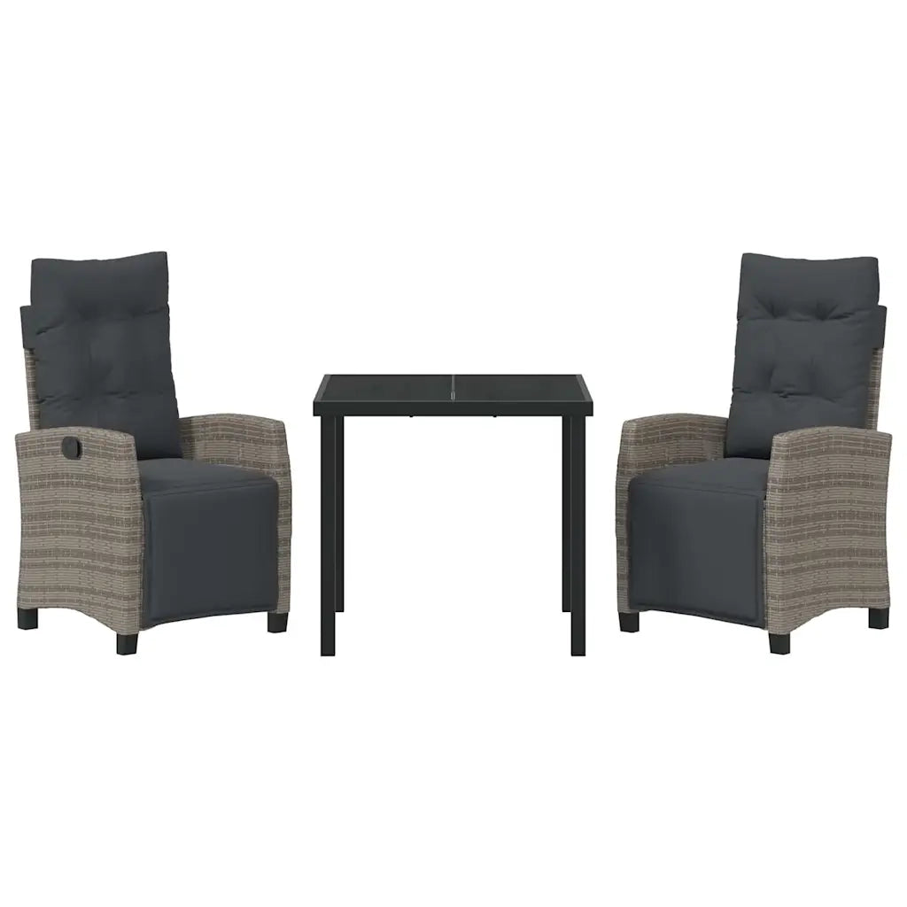 Set da Pranzo per Giardino con cuscino 3 pcs Grigio polyrattan 3380435