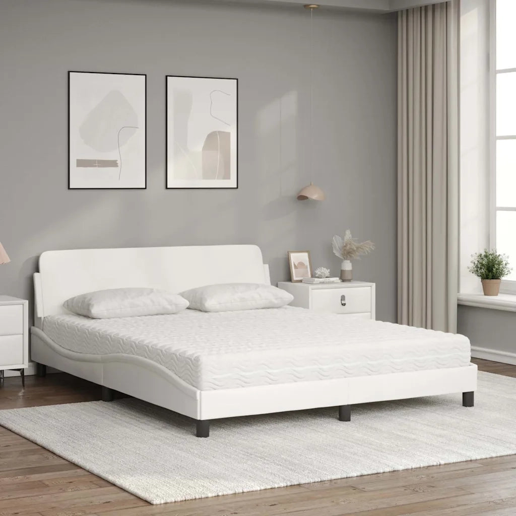 Letto con Materasso Dover Bianco 160x200 cm in Similpelle 3208438