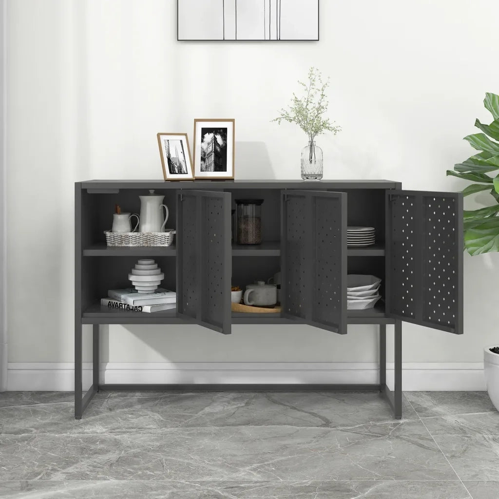 Credenza | Madia | Buffet da pranzo | Armadio da pranzo Antracite 105x35x75 cm in Acciaio