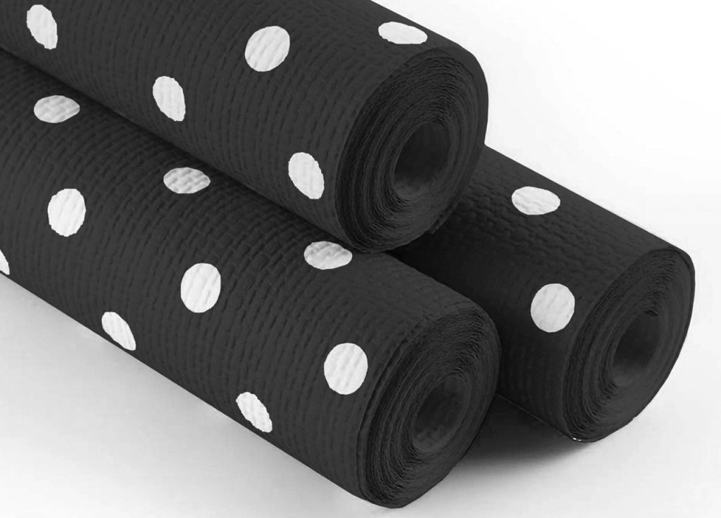 Rotolo Tovaglia A Pois Per Feste Antistrappo 100% Carta Made Italy 5mtx1,20mt - 5 Metri - Nero