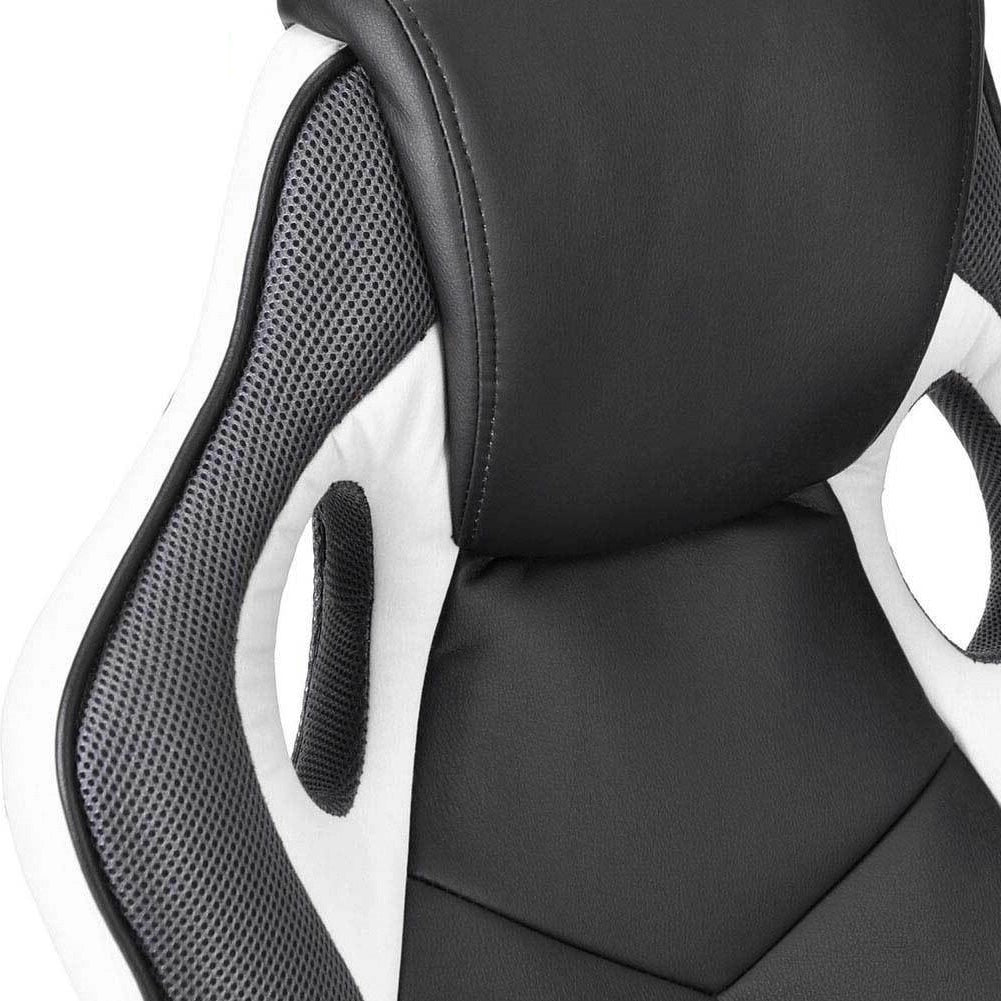 Sedia Gaming Poltrona Ufficio Direzionale 5Ruote Girevoli Sportiva Racer Nero Bianco