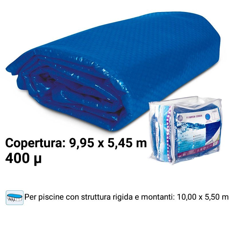 Copertura Isotermica Gre 9,95 X 5,45 M, Spessore 400 µ Per Piscine Ovali 10,00 X 5,50 M Dimensione piscina: 10.00 X 5.50 m