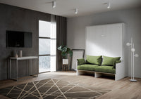 Letto Matrimoniale A Scomparsa 160 Kentaro Con Divano Bianco Frassino e Verde