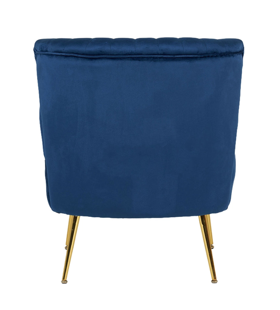 Poltrona Moderna Stile Scandinavo Comoda Rivestita In Velluto Poltroncina Da Camera Con Gambe Oro Sedia Per Ingresso Ufficio Casa Lavoro Divano Singolo Relax  - Blu
