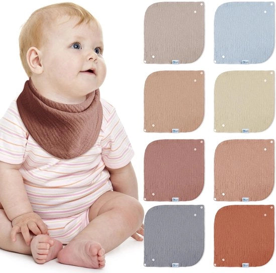 Babyscarpe Assorbenti a forma di Triangolo, Fazzoletti per Bambini con Cinturino Regolabile, Pannolino per Bambini con Doppia Cintura, 8 Pezzi (Terra)