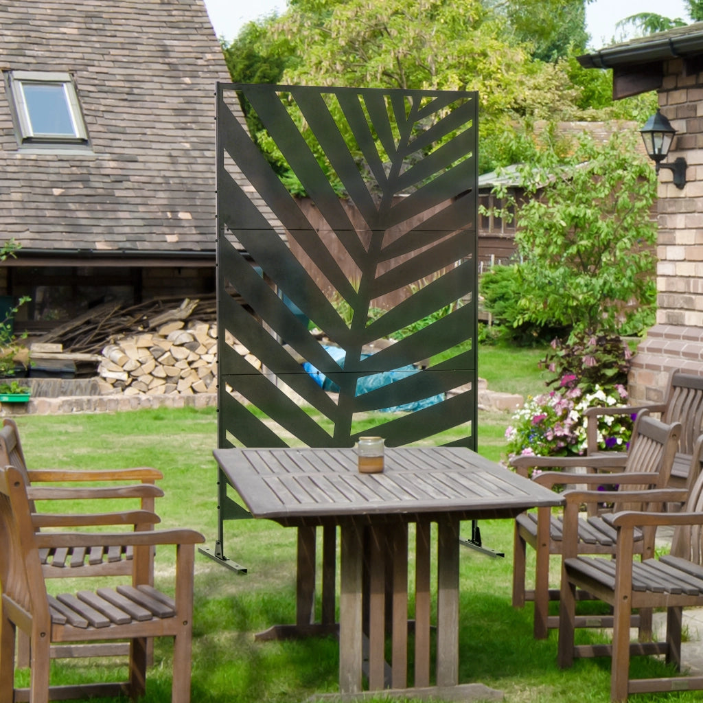 Paravent decorativo per giardino e balcone ¨C zephmum ¨C 122x45x198 cm nero in acciaio