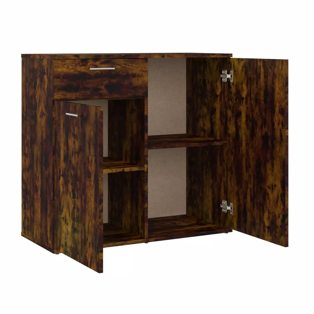 Credenza Rovere Fumo 80x36x75 cm in Legno Multistrato 815489