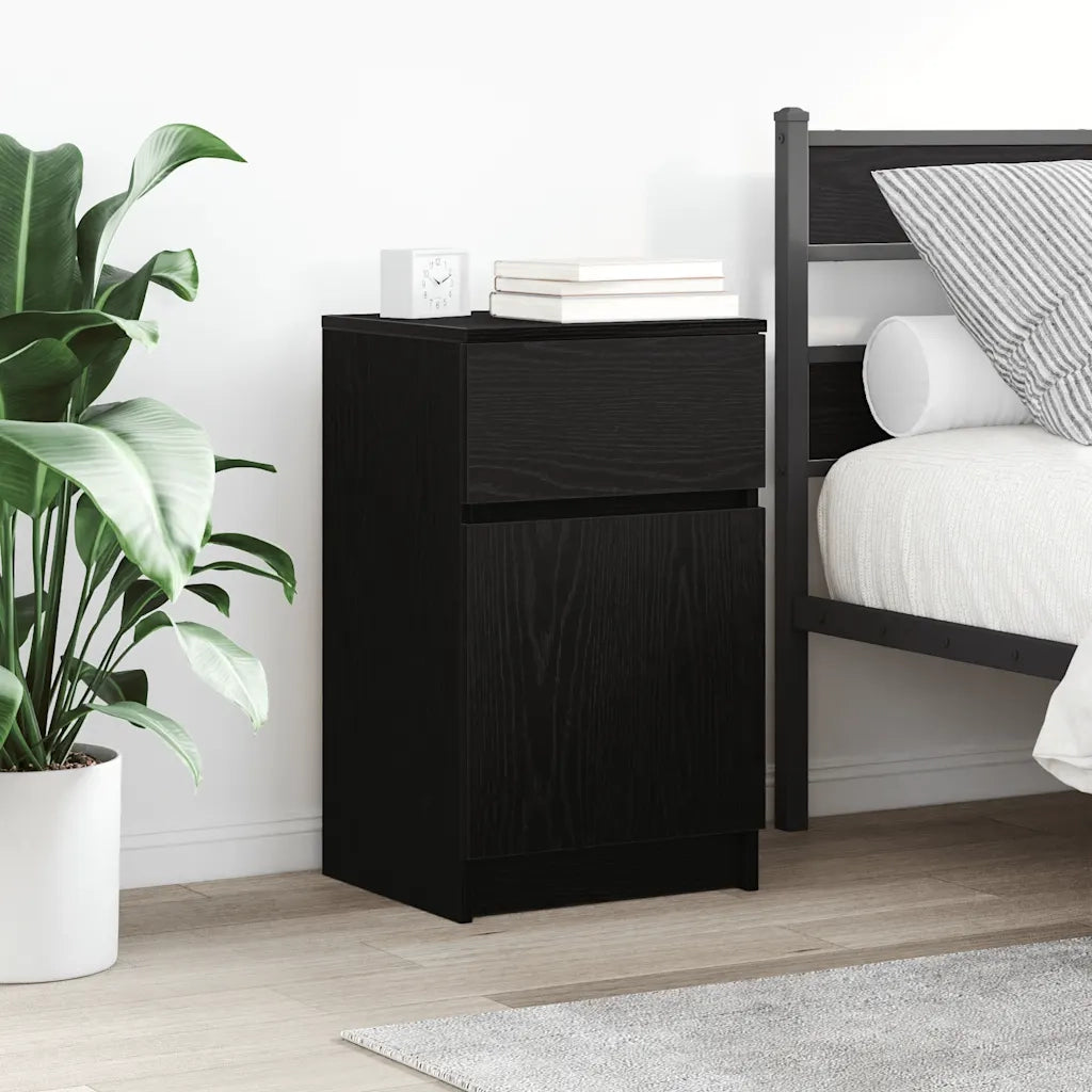 vidaXL Comodino Nero 39x35x65 cm in Legno Multistrato