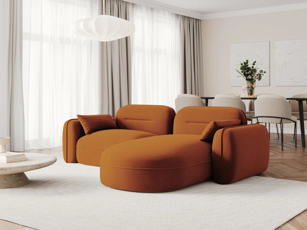Cosmopolitan Design - Divano angolare modulare destro "Sydney" 3 posti in velluto terracotta 