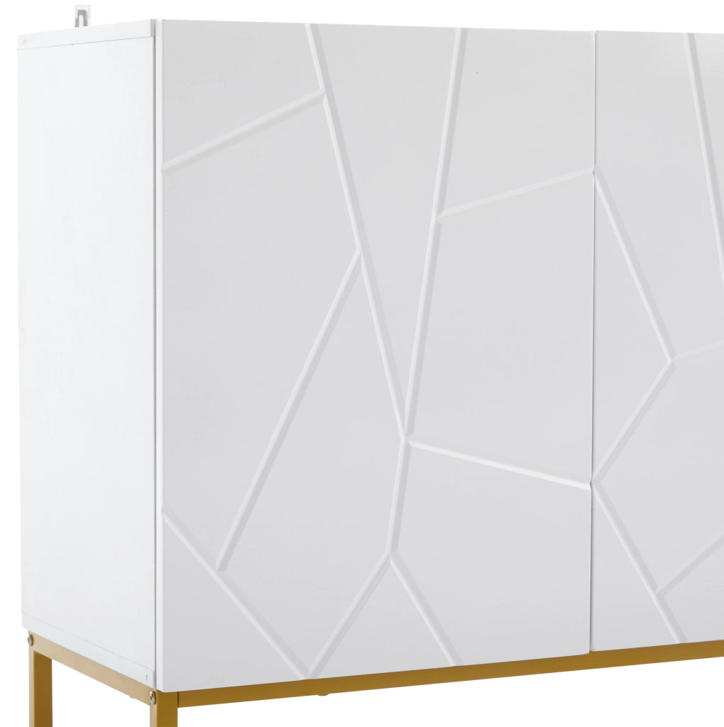 Credenza 130x38x76 cm con ripiani regolabili in truciolato bianco