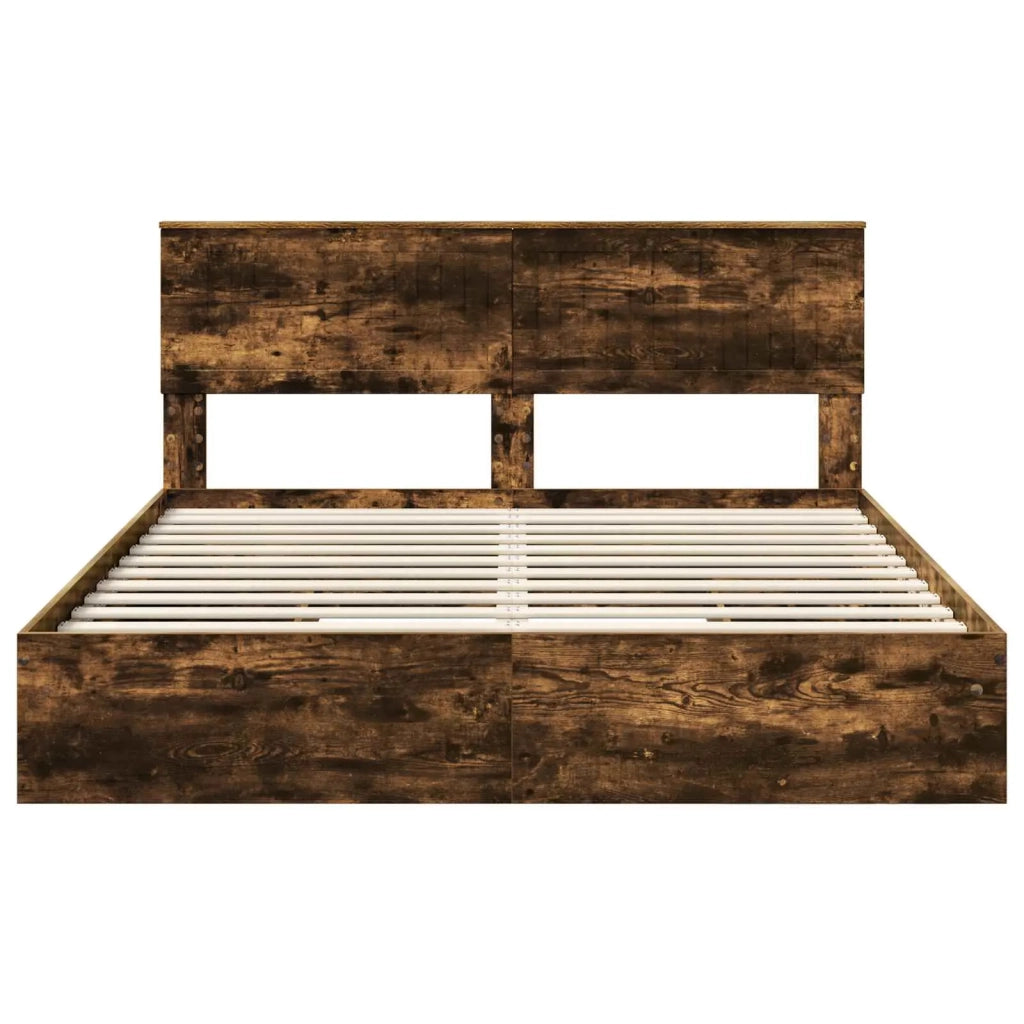 Letto con Contenitore con testiera Rovere fumé 160 x 200 cm 3410781