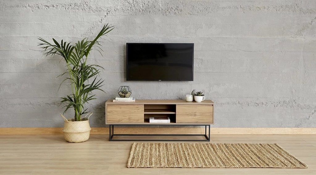 Porta TV in legno "Laxus" - 140 x 40 x 50 cm - Marrone