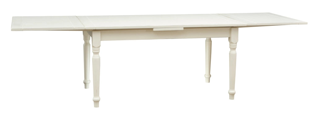 Biscottini Tavolo allungabile Country in legno massello di tiglio finitura bianca anticata L160xPR90xH80 cm. Made in Italy