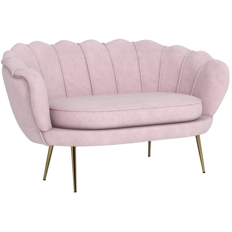DIVANETTO 2 POSTI IN STILE INDUSTRIAL CHIC IN TESSUTO EFFETTO VELLUTO E METALLO 130X77X77 CM ROSA