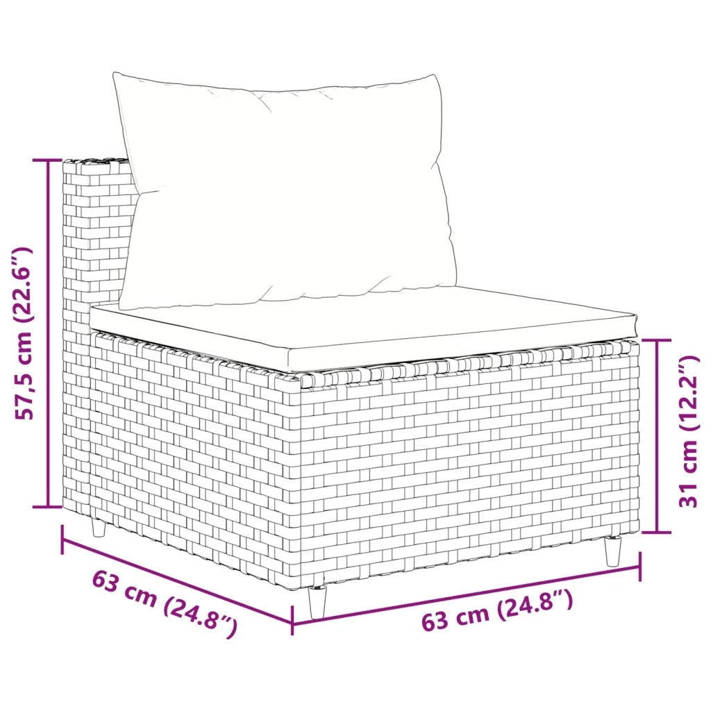 Set Salotto da Giardino 10pz con Cuscini in Polyrattan Nero