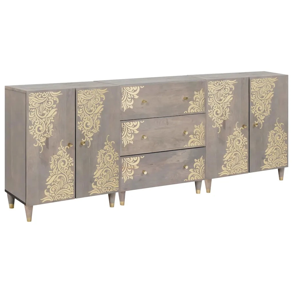 Set di Armadi da Bagno | Armadio da bagno 3 pz Grigio e Oro 180 x 33 x 75 cm