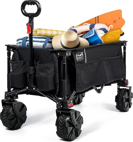Carrello da giardinaggio e campeggio XXL pieghevole con pneumatici larghi e manico regolabile - grande carrello da mano