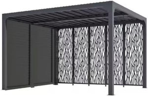 Pergola bioclimatica Foresta gazebo in alluminio, apertura manuale, 360x300 con veneziane e pannelli