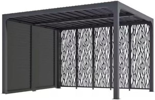 Pergola bioclimatica Foresta gazebo in alluminio, apertura manuale, 360x300 con veneziane e pannelli