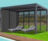 Pergola bioclimatica Foresta gazebo in alluminio, apertura manuale, 360x300 con veneziane e pannelli