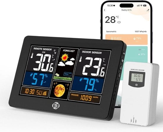 Stazione meteorologica digitale per interni ed esterni - Idrometro - Termometro - Digitale per interni ed esterni - Misuratore di umidità - Versione avanzata