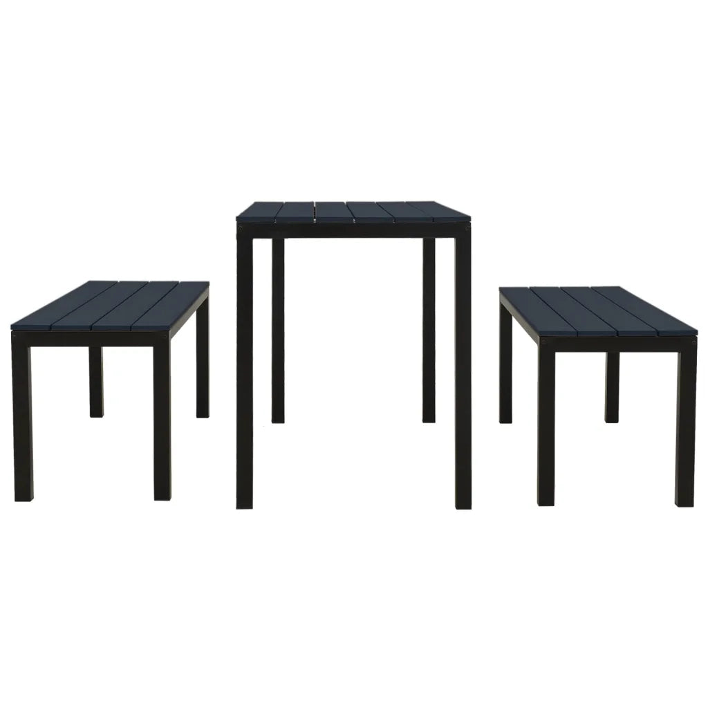 Set da Pranzo da Giardino 3 pz in Acciaio e WPC Nero cod mxl 36606