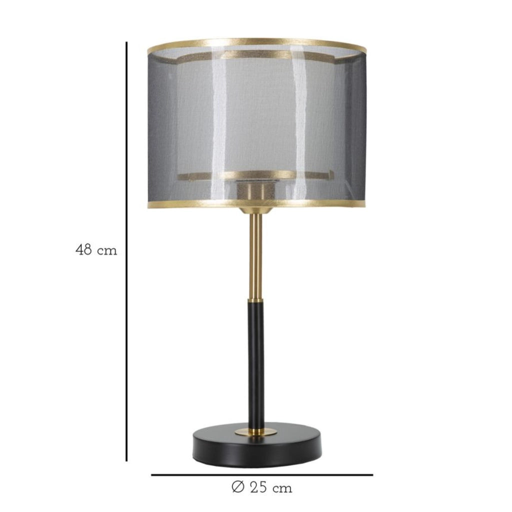Lampada da Tavolo VKH146, Nero, Metallo, 25x25x48 cm