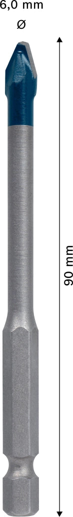 Punta X ceramiche dure HEX-9 , 6mm X 90mm , EXPERT for HardCeramic - 2608900590